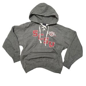 SC SU Huskies NCAA Athletic Grey Lace Up Hoodie Sweatshirt Men's M